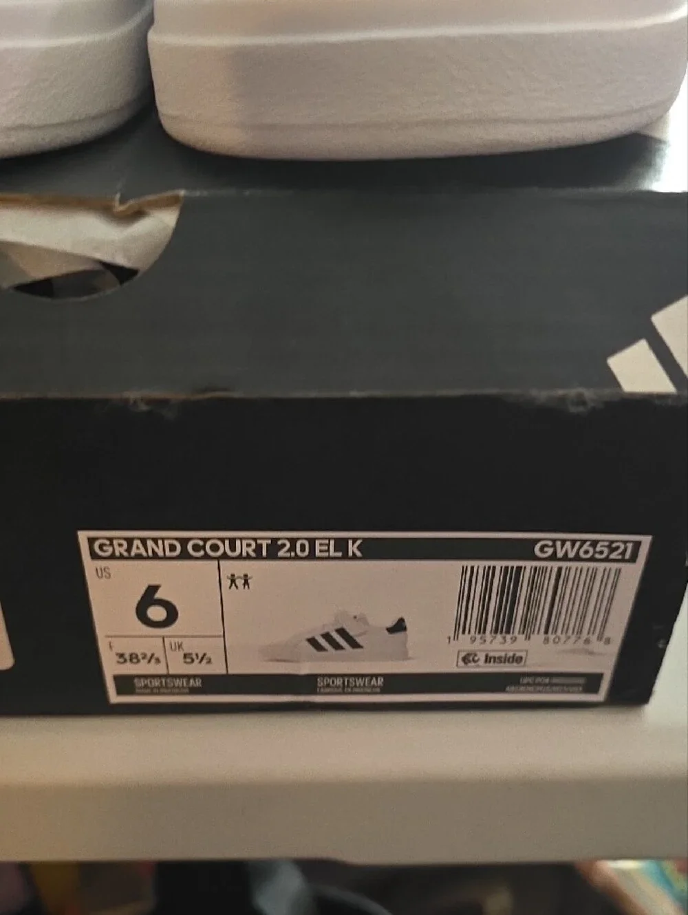 adidas White and Black Kids' Velcro Strap Sneakers